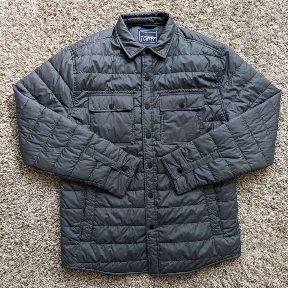 $198 Faherty Atmosphere Shirt Jacket - Grey - Puffer - Men’s Size Medium